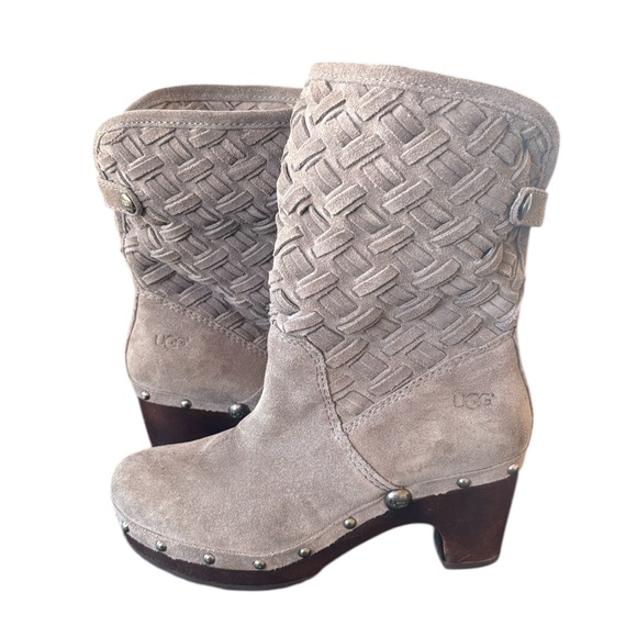 UGG Lynnea Arroyo Weave Gray Suede Boots Size 6 - Picture 2 of 10